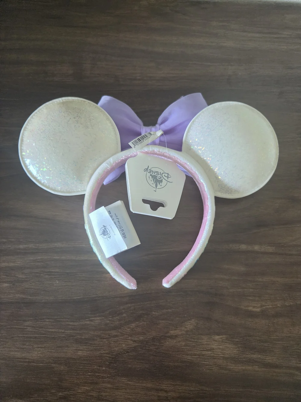 Walt Disney World Sign Pastel Purple Pink and White Shimmer Ears Headband New